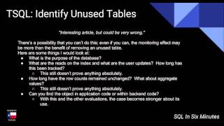 TSQL: Find Unused Tables (Big Warning)
