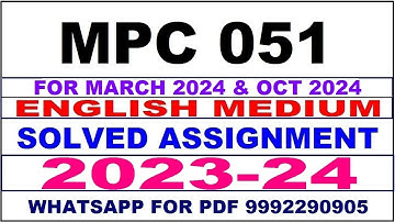 mpc 051 solved assignment 2023-24 | mpc 51 solved assignment in english 2024 | mpc 51 2024