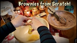 ASMR Baking Brownies from Scratch (Notalking) Mixing, measuring, stirring & sifting~Gooey goodness!