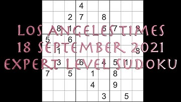 Sudoku solution – Los Angeles Times sudoku 18 September 2021 Expert level