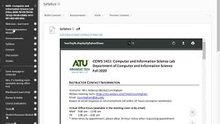 COMS 1411 Syllabus and Course Navigation Fall 2020