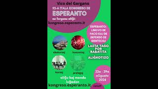 LASTA TAGO POR RABATITA ALIĜKOTIZO  al 92-a Itala Kongreso de Esperanto