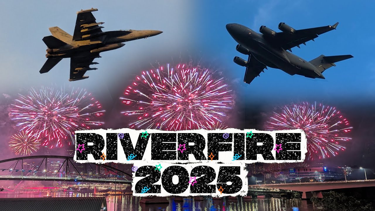 Brisbane Riverfire 2025 Highlights - Flypast and Fireworks [4K60fps]
