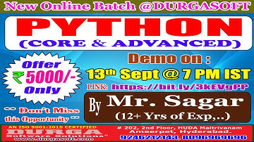 PYTHON (CORE & ADVANCED) Online Training @ DURGASOFT