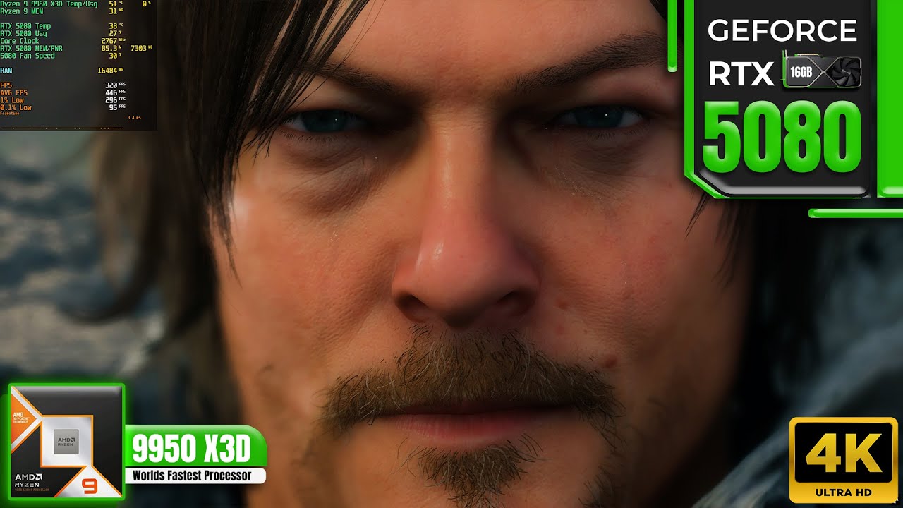 Death Stranding Benchmark | RTX 5080 + Ryzen 9 9950X3D | 4K Max Settings DLSS ON