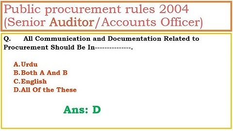 PPRA RULES 2004 MCQS FPSC SENIOR AUDITOR/ACCOUNTS OFFICER
