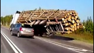 GIANT FASTEST LOGGING TRUCK CARS & HEAVY FELLING EQUIPMENT FAILS DRIVERS SKILLS DANGEROUS OFF ROAD