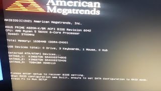 F1 to Run SETUP to recover BIOS setting. When RAID configuration set SATA Configuration to RAID mode