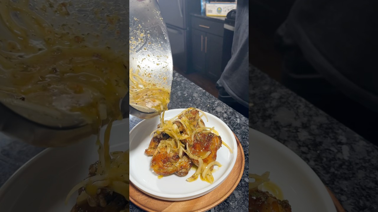 Roasted Chicken , with a zesty buttery onion sauce 