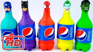 Play-Doh Superhero Pepsi Bottles Finger Family Nursey Rhymes Body Paint Learn Colors For Kids