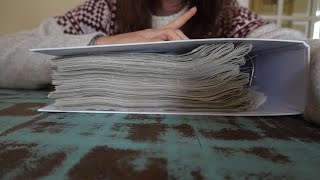 ASMR sound of plastic files, plastic sheet protectors & sorting papers into folders