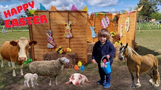 🐰 Easter Egg Hunt at the Farm with Ryan 🐣 Easter Fun Ideas for Kids 🎉 Feeding the Animals🐤