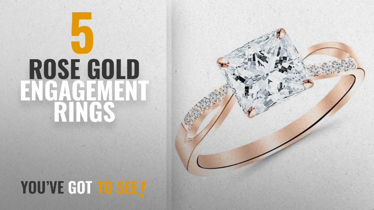 10 Best Rose Gold Engagement Rings: 0.58 Carat IGI Certified Princess Cut/Shape 14K Rose Gold