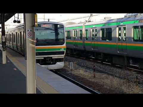 E231系1000番台宮ヤマU-589(小山後期・機器更新車)編成+宮ヤマU6編成小金井駅到着アナウンス&到着シーン風景
