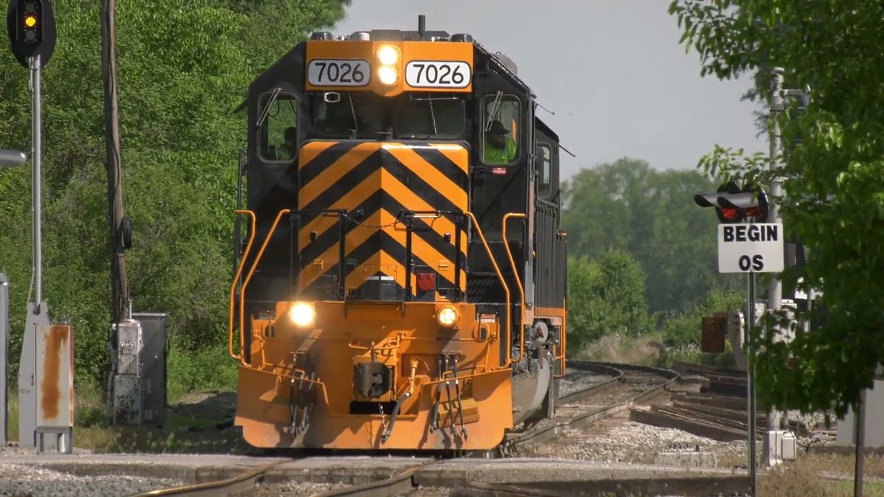 4 W&LE trains at Creston with all 3 tunnel motors and new Operation Lifesaver SD40 7026 5412 5413