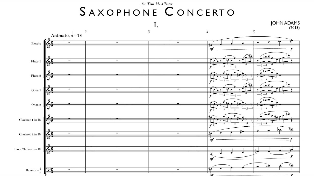 [Score] John Adams Saxophone Concerto (2013) for alto saxophone and