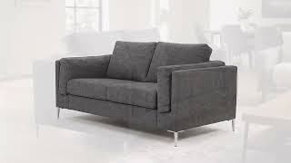 2-Sitzer Sofa COSO Classic+ - Webstoff - Chenille Rufi: Anthrazit - Chrom glänzend