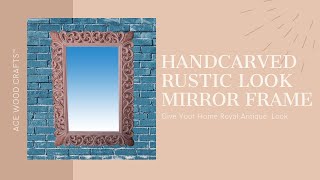 ACE WOOD CRAFTS Wooden Hand Carved Decorative Wall Mirror Frame (Light Pink, Size:32x22 In)