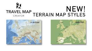 New! Terrain Travel Map Styles | Travel Map Creator