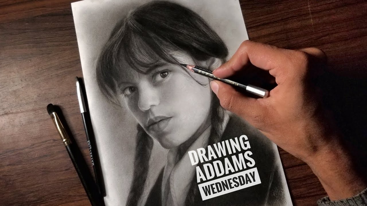 DRAWING | ADDAMS ( JENNA ORTEGA) | WEDNESDAY - YouTube