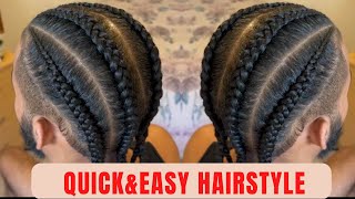 How to do simple 4 big men braids // Cornrows screenshot 5