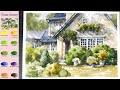 House Scenery - Landscape Watercolor (sketch & color name view, watercolor material) NAMIL ART