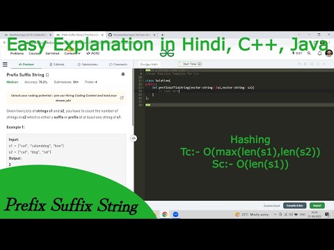 Prefix Suffix String | Hindi | GFG POTD | C++ | Java | Hashing