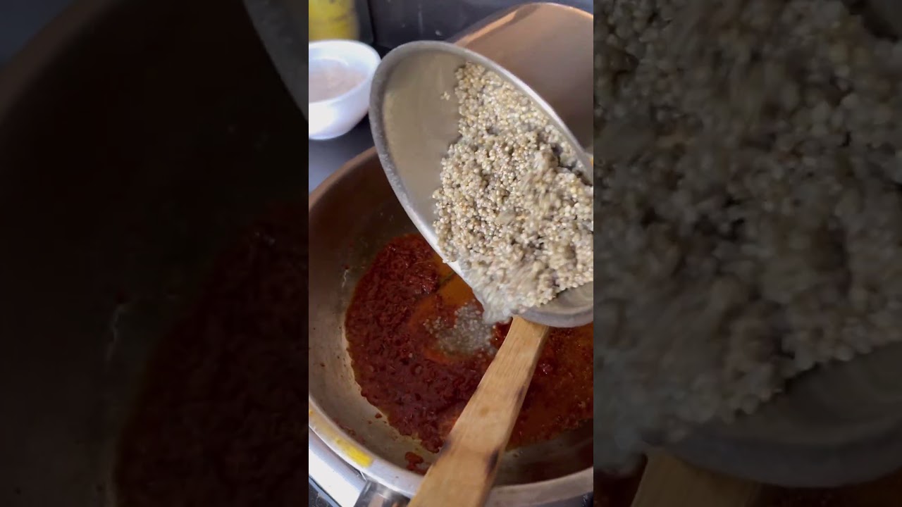 Pearl Millet Risotto with mathania chilli, green garlic & strawberries 