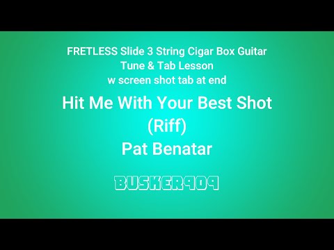 #cigarboxguitarlesson - Hit Me With Your Best Shot - Easy Fretless Slide "No Chat Tune & Tab"
