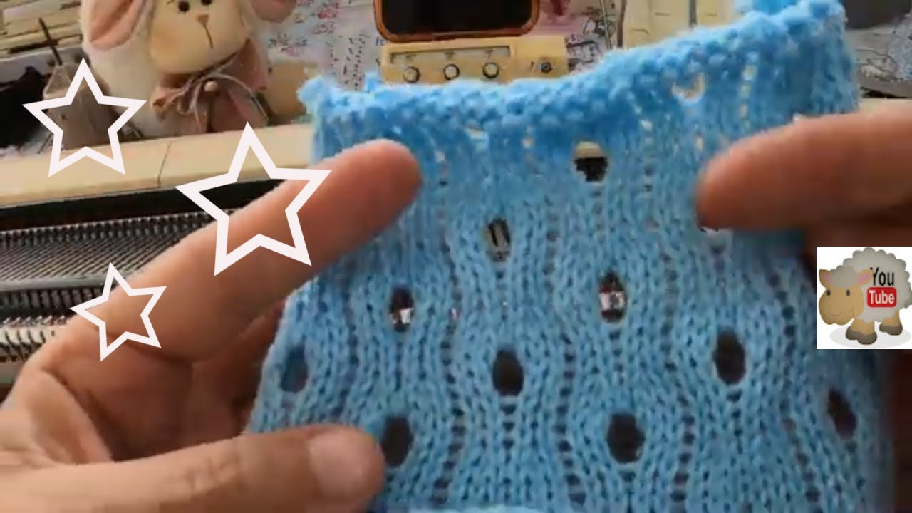 desenho furado com transportador em máquina de tricô