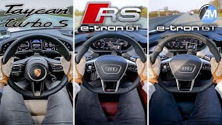 Taycan Turbo S vs. RS e-tron GT vs. GT | 0-100 \& 100-200 km\/h acceleration🏁 | by Automann in 4K