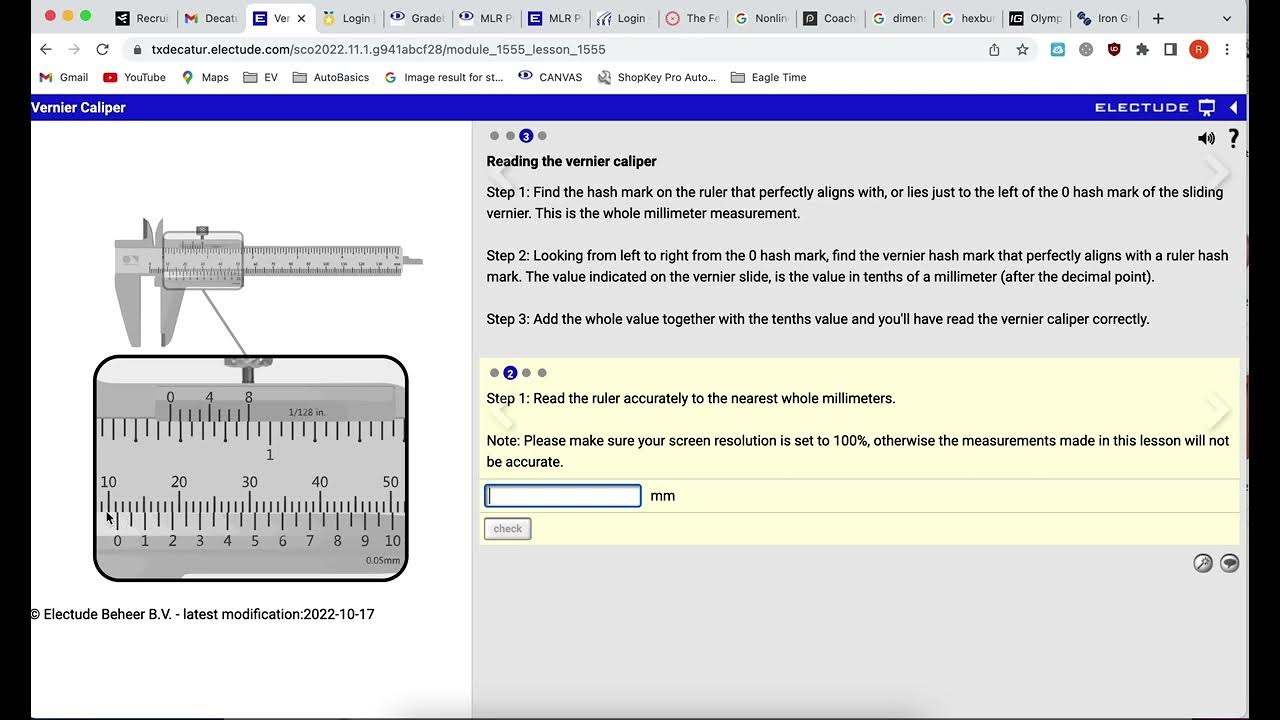 Vernier Caliper Questions Electude YouTube