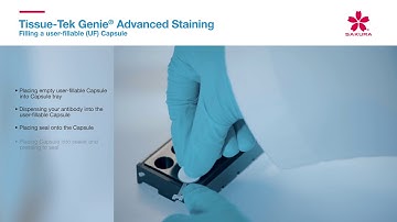 Tissue Tek Genie Advanced Staining System Filling a user fillable UF Capsule