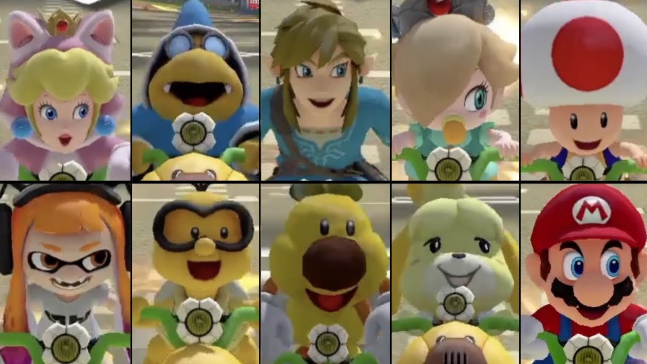 【Mario Kart 8 Deluxe】 -All Characters START BOOST Animations & Sounds (DLC Included) !（full edition）