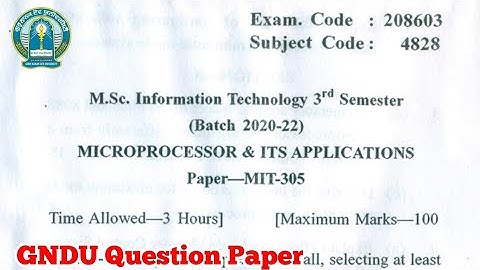 Gndu Msc IT 3rd Semester Microprocessor and It