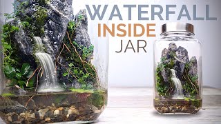 Terrarium with a working waterfall