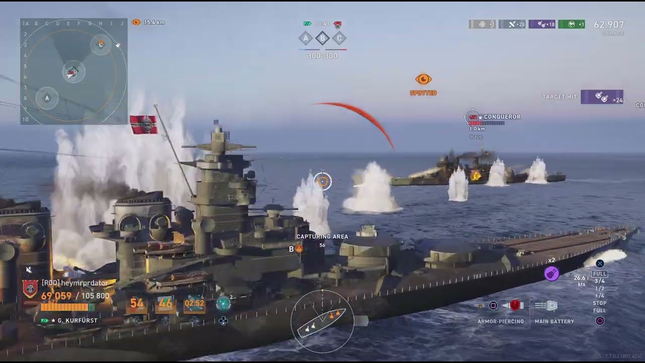 Grober kurfurtst VS Conqueror plus Franz von hipper anti conqueror build commander  