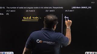 The number of radial and angular nodes in 4d orbital are | 26 JUNE 2022 SHIFT-2 JEE MAIN PYQ