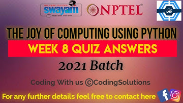 The Joy Of Computing Using Python | Week 8 Answers 2021 | NPTEL ||