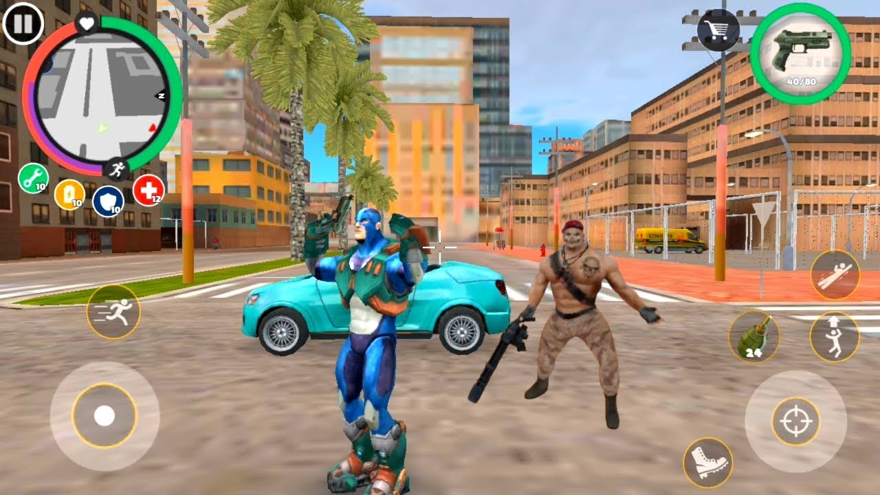 Rope hero vice town update game | New mission army base airplane with zombie | Games on