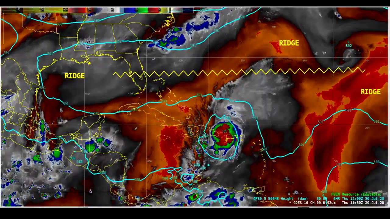 Water Vapor Satellite View of Tropical Storm Isaias in the Caribbean   Weather Forecast Solutions
