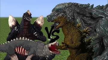 GODZILLA EARTH vs SPACEGODZILLA and GODZILLA 2004 vs SCP-682: MCPE Mob Battles!