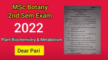 2022 MDU MSc botany sem 2 question paper || Plant biochemistry and metabolism|| Dear Pari