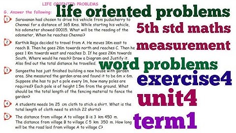 5th std maths measurement exercise4 word problems sum G life oriented problems unit4 term1 tamil