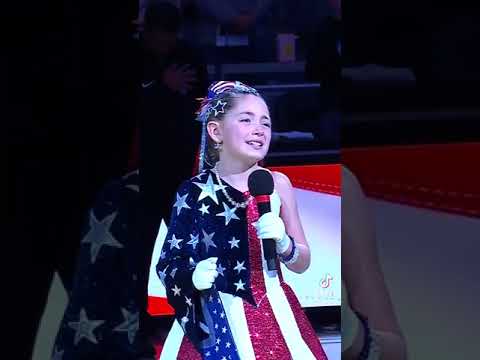 Little girl sings the National Anthem better than Fergie 2024 basketball game