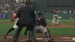 CLE@SF: Clevinger hit with comebacker, records out