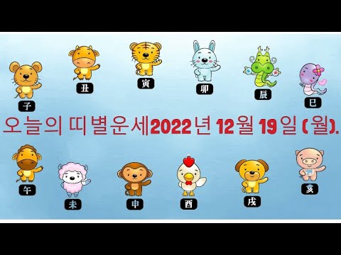 오늘의 띠별운세2022년 12월 19일 (월).