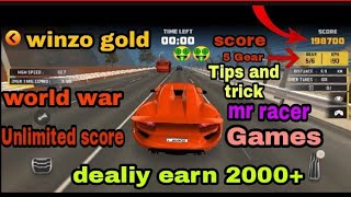 winzo gold mr Racer game world war car ki new tricks gear change Tips and tricks unlimited Score.🤑😍 screenshot 3