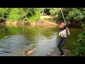 Fishing Video. Rohu Fishing Girl with Traditional Hook