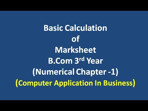 1 b com part 3 mark sheet calculation in excel computer